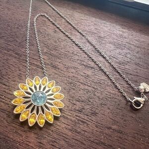 TSC Swarovski Crystal Sunflower Necklace, NIB